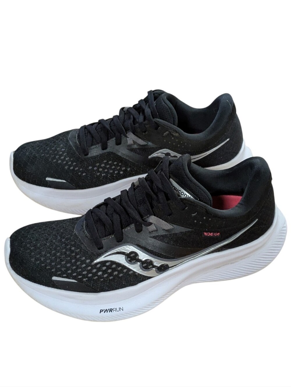 Saucony Womens Ride 16 Black Running Shoes Sneaker Size 7